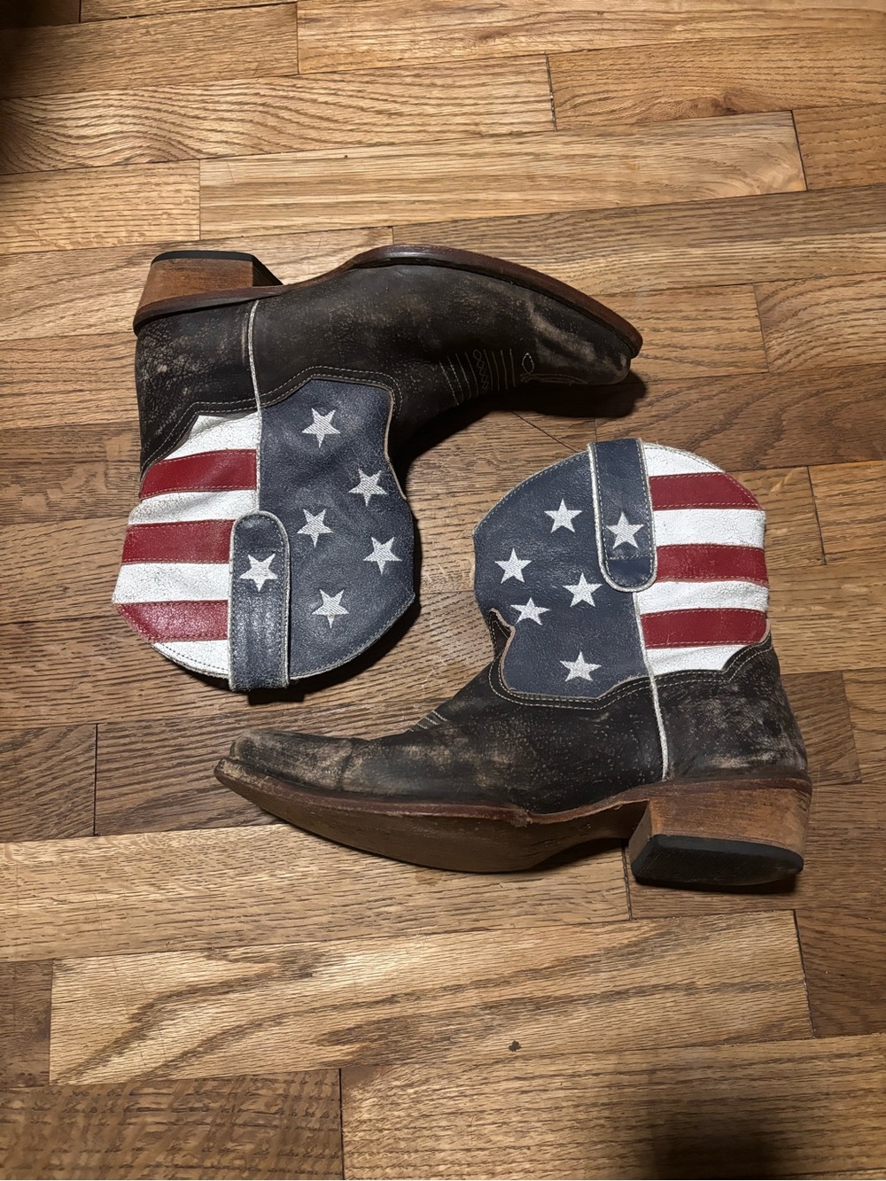Roper Women’s Size 8 American Flag Distressed Leather Cowboy Boots Western